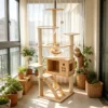 178 Premium Large Wooden Cat Tree-Multi-Level Cat Tower With Natural Sisal Scratching Posts,Climbing Platforms & Cozy Play Space.