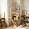 179 Premium Large Wooden Cat Tree-Multi-Level Cat Tower With Natural Sisal Scratching Posts,Climbing Platforms & Cozy Play Space.