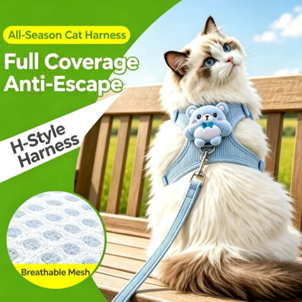 181 Soft & Breathable Adjustable Pet Harness With Leash-Comfortable Vest Harness For Small Dogs & Cats.