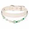 22 Beaded PU Leather DIY Decorative Collar With Pearl & Resin For Dogs Cats,Ins‑Style Pet Necklace,Adjustable & Detachable For Pets.