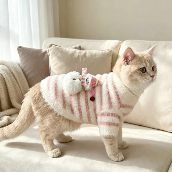 Cozy Winter Cat Sweater-Warm & Soft Two-Leg Pet Shirt For Kittens And Cats.