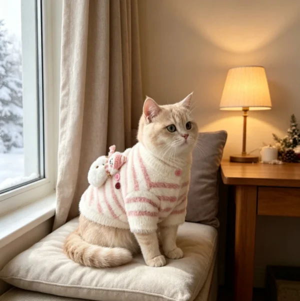 Cozy Winter Cat Sweater-Warm & Soft Two-Leg Pet Shirt For Kittens And Cats.