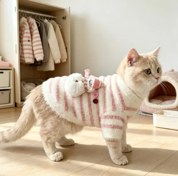 Cozy Winter Cat Sweater-Warm & Soft Two-Leg Pet Shirt For Kittens And Cats.