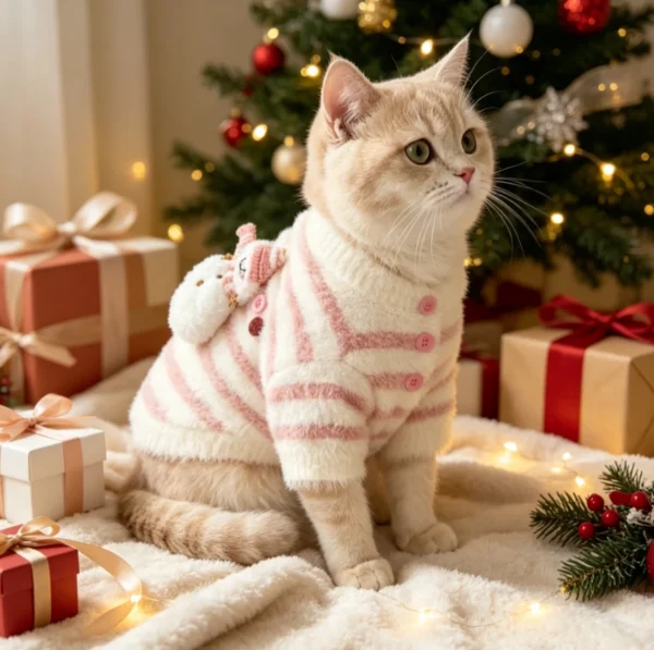 Cozy Winter Cat Sweater-Warm & Soft Two-Leg Pet Shirt For Kittens And Cats.