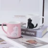 Cute Cat Ceramic Mug-Creative Cartoon Milk Cup,Adorable Couple Mug & Gift For Cat Lovers.