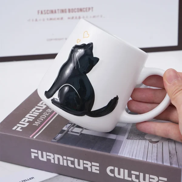 Cute Cat Ceramic Mug-Creative Cartoon Milk Cup,Adorable Couple Mug & Gift For Cat Lovers.