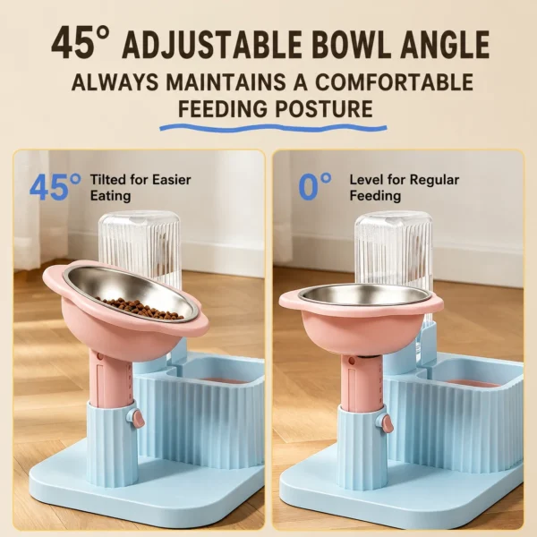 245 Elevated Ceramic Cat & Dog Food Bowl,Double Pet Feeding Bowl With Water Dish,Raised Cat Bowl For Food & Water,Easy-Clean Pet Feeding Station.