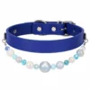 25 Beaded PU Leather DIY Decorative Collar With Pearl & Resin For Dogs Cats,Ins‑Style Pet Necklace,Adjustable & Detachable For Pets.