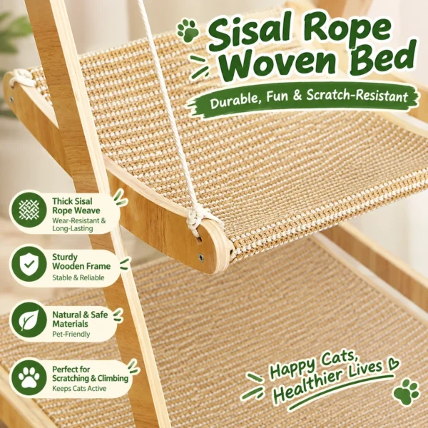 305 Modern Wooden Cat Hammock-Double-Layer Breathable & Cozy Cat Bed For Home Use.