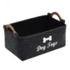 Wooden Handle Felt Storage Basket,Stylish Home Organizer Bin For Pet Treats,Toys & Desktop Miscellaneous Items.
