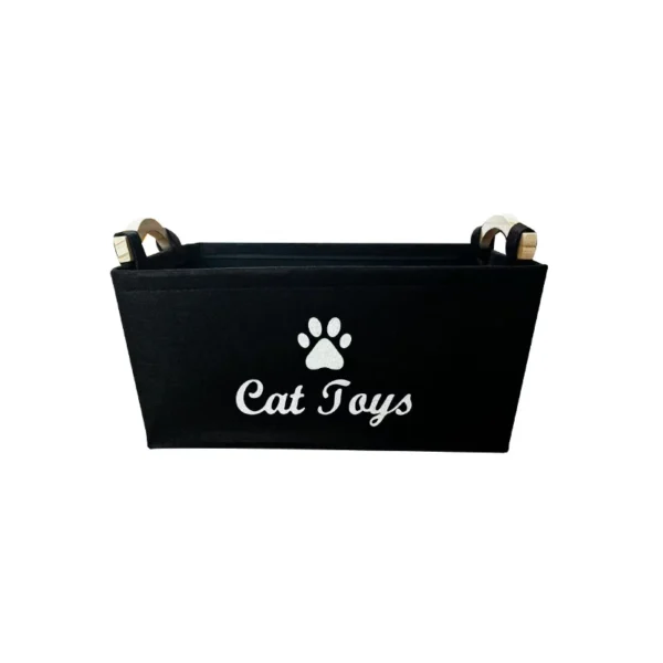 Wooden Handle Felt Storage Basket,Stylish Home Organizer Bin For Pet Treats,Toys & Desktop Miscellaneous Items.