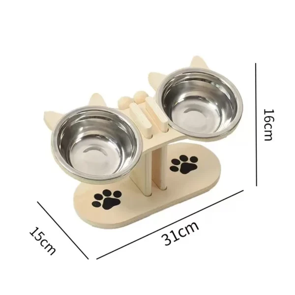 Adjustable Dog Bowls,Elevated Pet Feeding,Non Slip Dishes With Wood Stand.