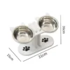 Adjustable Dog Bowls,Elevated Pet Feeding,Non Slip Dishes With Wood Stand.