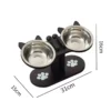 Adjustable Dog Bowls,Elevated Pet Feeding,Non Slip Dishes With Wood Stand.