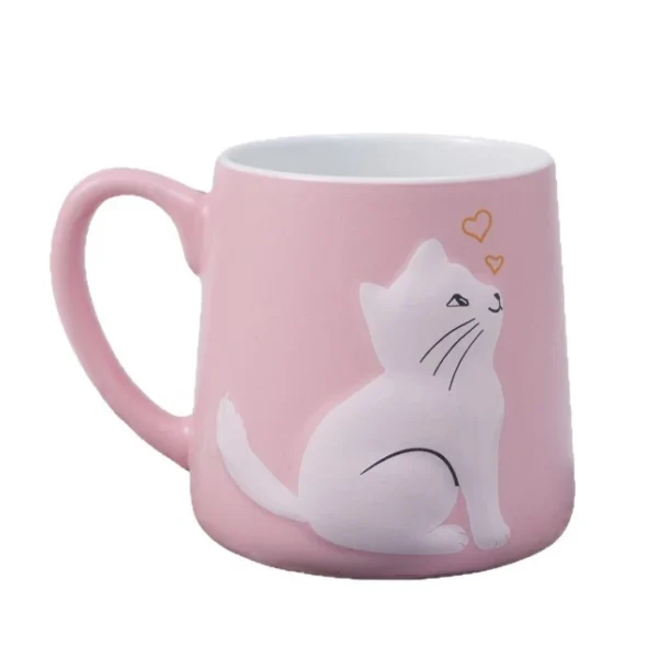 Cute Cat Ceramic Mug-Creative Cartoon Milk Cup,Adorable Couple Mug & Gift For Cat Lovers.