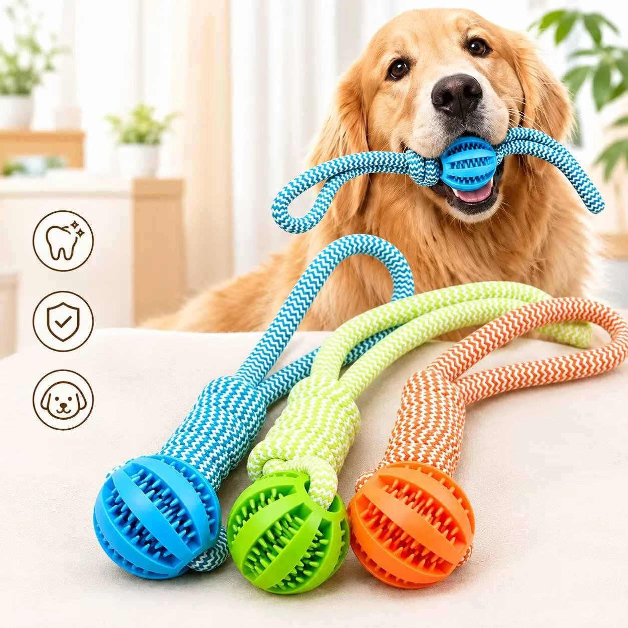 Natural rope chew toy for dogs - eco-friendly woven pet toy by Ventop
