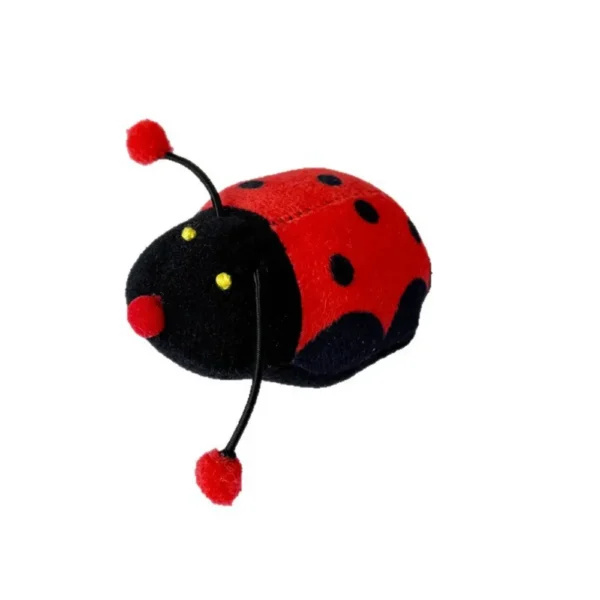 Plush Ladybug Cat Toy with Pull String