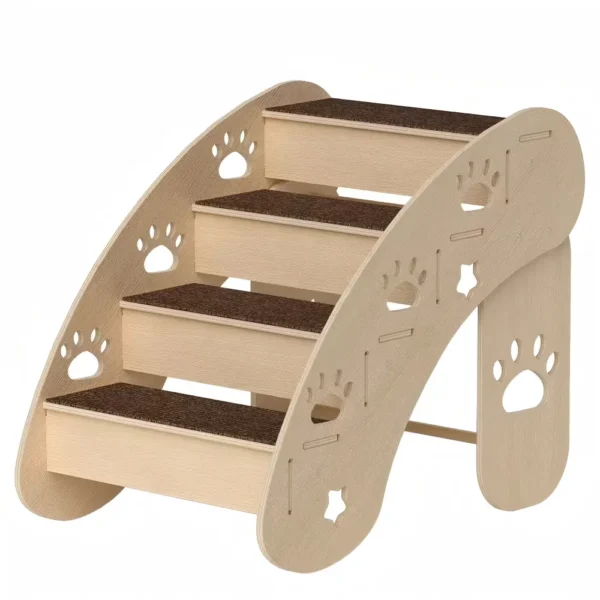 主图 (3) Wooden Pet Stairs with Anti-Slip Steps