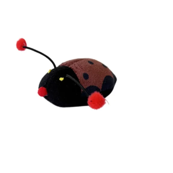 Plush Ladybug Cat Toy with Pull String