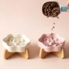 副图1 (6) Ceramic Slow Feeder Pet Bowl with Bamboo Stand