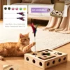 副图2 (1) Wooden Cat Puzzle Toy with Feather Teaser