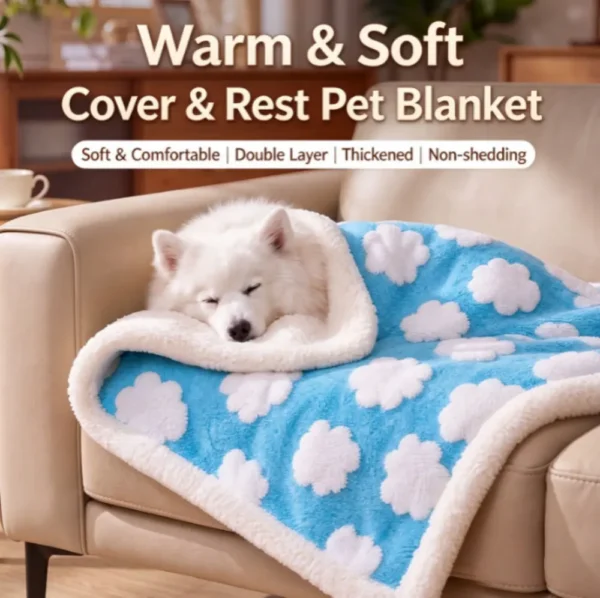 Soft Flannel Pet Blanket, Warm Double Sided Dog Cat Bed Blanket