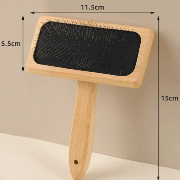 副图3 (15) Bamboo Pet Slicker Brush, Removes Loose Hair & Detangles Mats