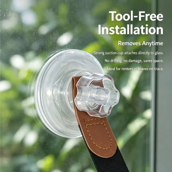 Wooden Window Mount Cat Hammock with Heavy Duty Suction Cups