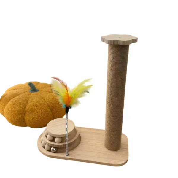 副图3 (3) Solid Wood Cat Scratching Post with Toy