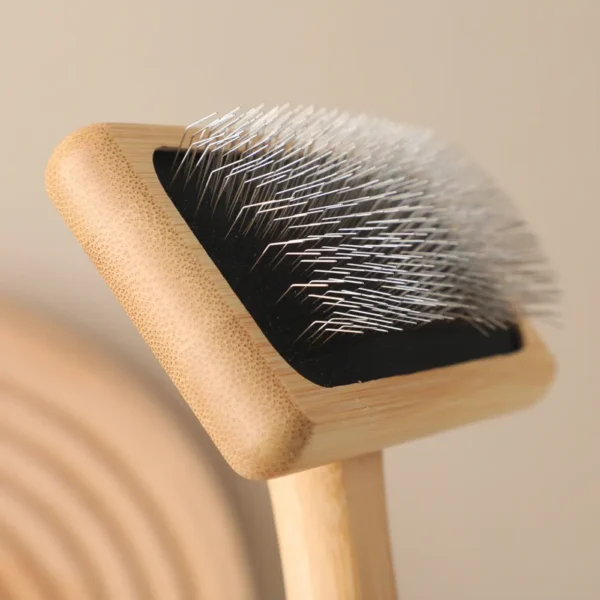 副图4 (12) Bamboo Pet Slicker Brush, Removes Loose Hair & Detangles Mats