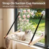 Wooden Window Mount Cat Hammock with Heavy Duty Suction Cups