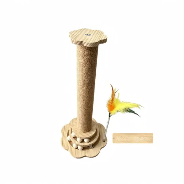 副图4 (3) Solid Wood Cat Scratching Post with Toy