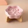 副图5 (3) Ceramic Slow Feeder Pet Bowl with Bamboo Stand