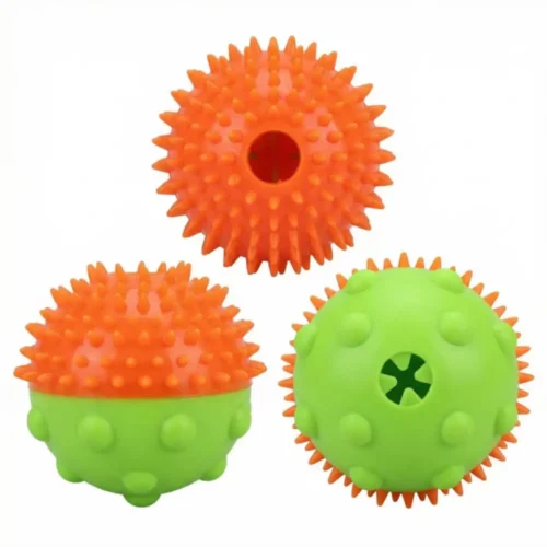 Dog Treat Dispenser Ball, Durable Rubber Chew Toy for Teeth Cleaning