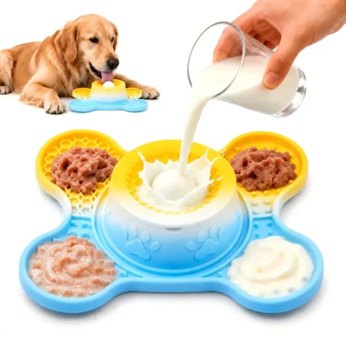 Dog Lick Mat Slow Feeder, 3 in 1 Silicone Licking Pad for Dogs