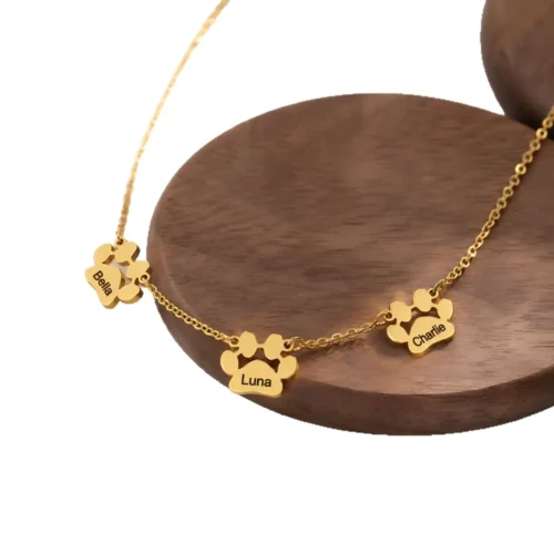 主图 (58) Paw Print Pet Name Necklace | Personalized Memorial Jewelry