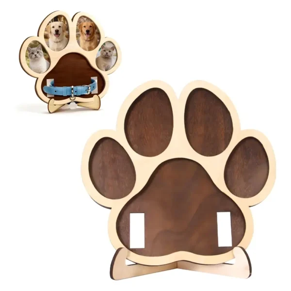Pet Memorial Paw Print Frame | Wooden Tabletop Photo Keepsake