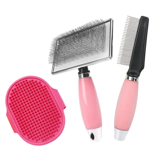 主图 (68) 3Pcs Pet Grooming Kit, Slicker Brush Comb & Bath Massage Brush