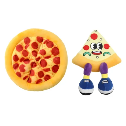 Pizza Plush Squeaky Dog Toy, Soft Stuffed Interactive Toy