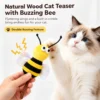 Wooden Wand Cat Teaser Toy, Insect Shape Molar Cat Toy with Crinkle Paper