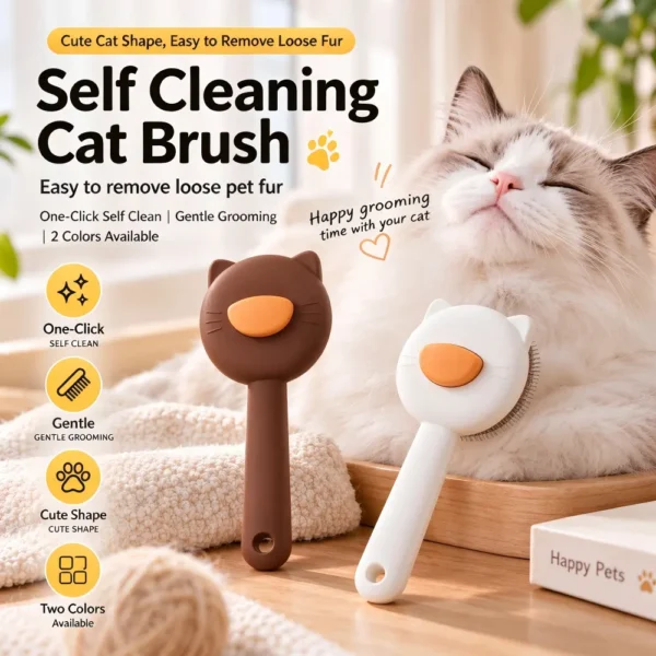 Cat Self Cleaning Brush, Pet Grooming Comb for Loose Fur