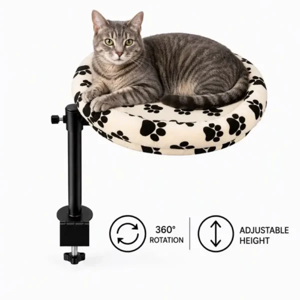 副图1 (69) 360° Rotating Adjustable Desk Cat Bed with Washable Cushion