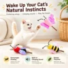 Wooden Wand Cat Teaser Toy, Insect Shape Molar Cat Toy with Crinkle Paper