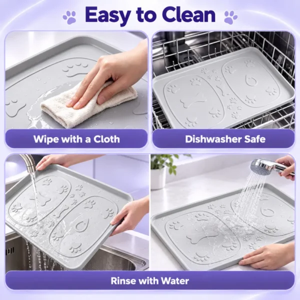 Silicone Dog Feeding Mat, Waterproof Non Slip Pet Bowl Mat