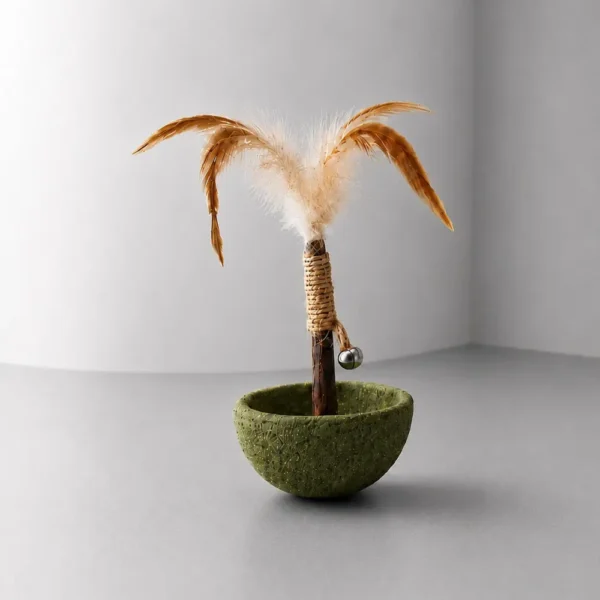 Catnip Tumbler Cat Toy, Feather Interactive Kitten Teaser with Bell