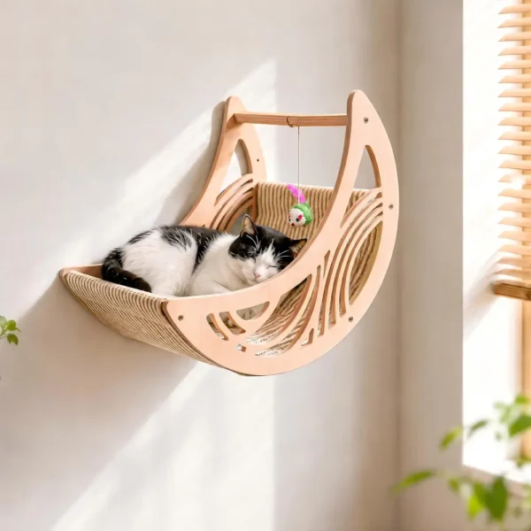 Wood Wall Mounted Cat Shelves, Moon Cat Bed & Star Cat Climbing Perches