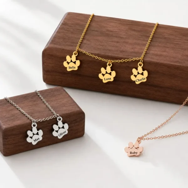 副图2 (59) Paw Print Pet Name Necklace | Personalized Memorial Jewelry