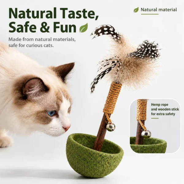Catnip Tumbler Cat Toy, Feather Interactive Kitten Teaser with Bell