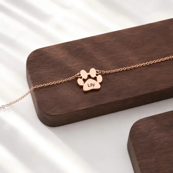 副图3 (59) Paw Print Pet Name Necklace | Personalized Memorial Jewelry