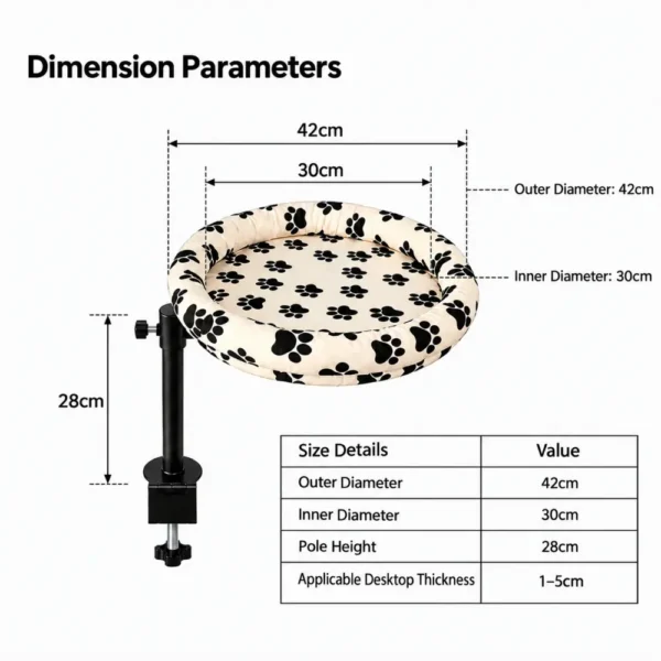 副图3 (71) 360° Rotating Adjustable Desk Cat Bed with Washable Cushion
